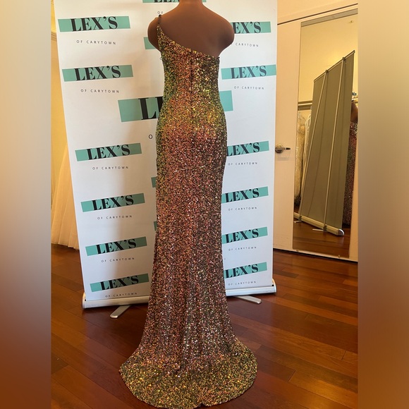 La Femme Bronze Sequin Evening Gown - Picture 4 of 8
